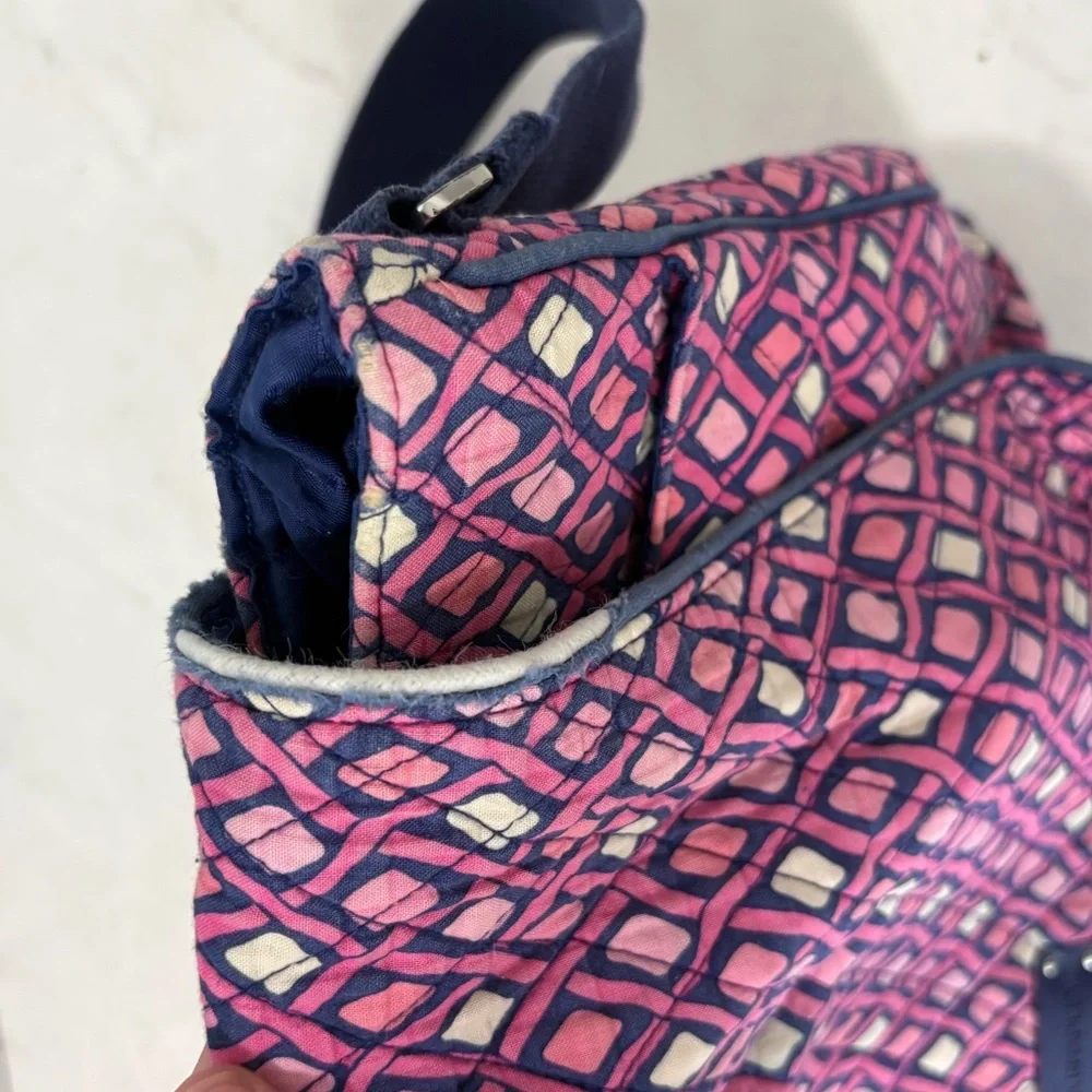 Vera Bradley Katalina Pink Diamonds Messenger Laptop Bag Travel Preppy‎